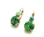 Earrings By Mariana Woman Graceful Peridot and Peridot AB Swarovski Crystals