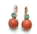 Earrings By Mariana Woman Dolomite Coral and Pacific Opal Swarovski Crystals - Image 3