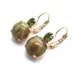 Mariana Earrings Rhyolite Mineral & Peridot Austrian Crystals My Treasures Coll.