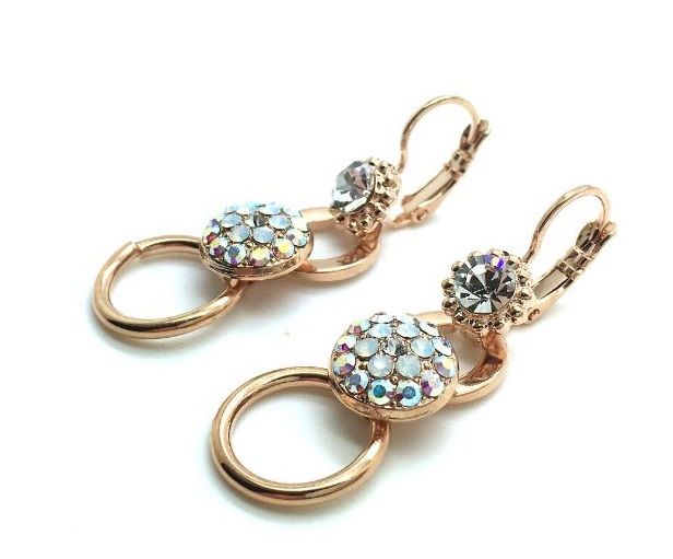 E-1039-7-001-RG6 (3) Mariana Earring On A Clear Day Inspiration Coll. Clear Drop Austrian Crystals - Image 1
