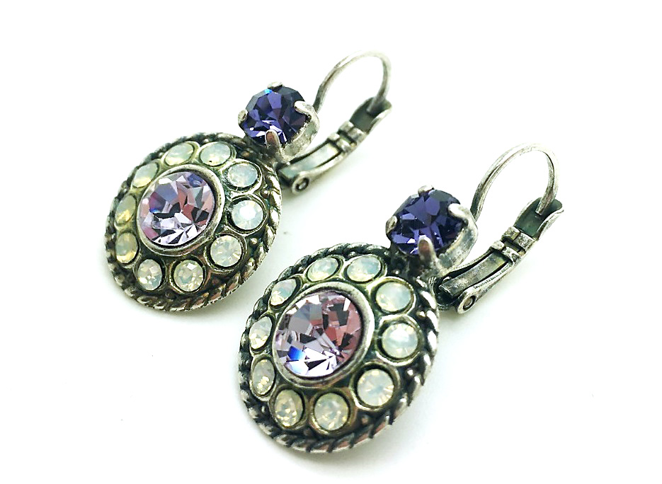 E-1048-2-1062-SP6 (3) Mariana Earrings Violet Flower Shape Swarovski Crystal Purple Rain Cocktail Hour Coll. - Image 1