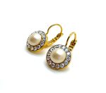 Earrings By Mariana Kalahari Africa Coll. Flower Shape White Opal Austrian Crystals - Image 2