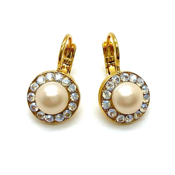 Earrings By Mariana Kalahari Africa Coll. Flower Shape White Opal Austrian Crystals