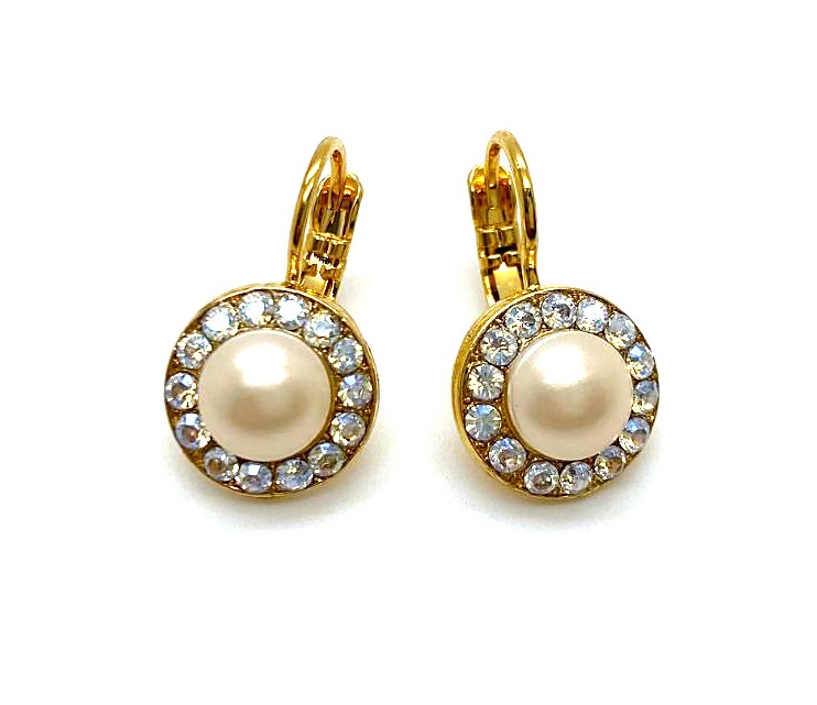 E-1129-1078-YG6 (3) Earrings By Mariana Kalahari Africa Coll. Flower Shape White Opal Austrian Crystals - Image 1