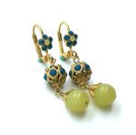 Earrings By Mariana Kokomo Songbook Coll. Yellow Jasper & Blue Swarovski Crystals - Image 3