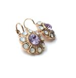 Mariana Earrings Purple & White Austrian Crystals Purple Rain Cocktail Hour Coll. - Image 2