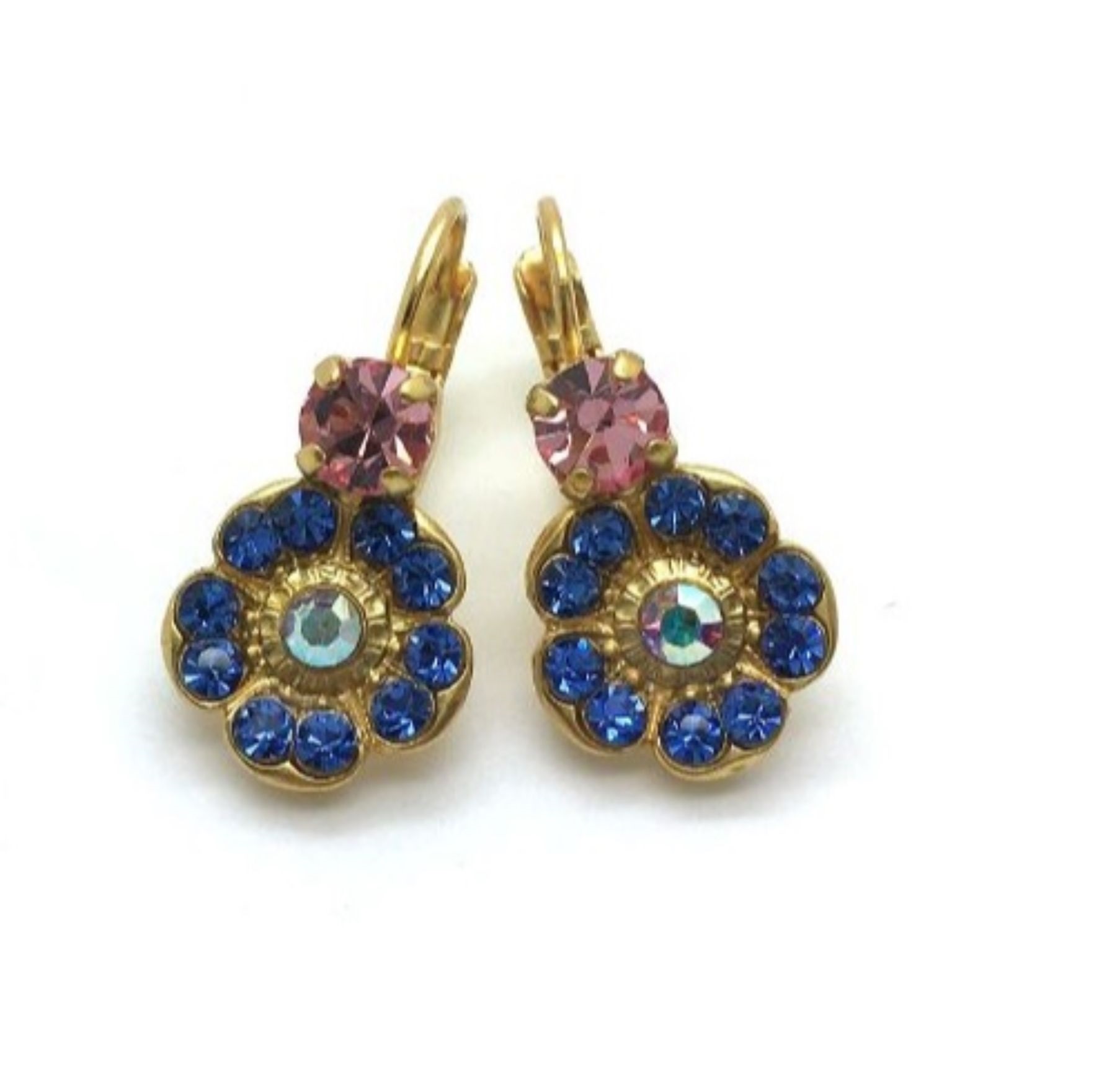 E-1220-1-1068-MY6 (2) Earrings By Mariana Woman Timeless Capri Blue and Light Rose Swarovski Crystals - Image 1