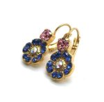 Earrings By Mariana Woman Timeless Capri Blue and Light Rose Swarovski Crystals - Image 3