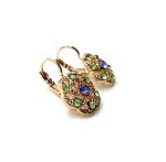 Mariana Earrings Peridot & Tanzanite Flower Austrian Crystals My Treasures Coll. - Image 2