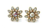 Earrings By Mariana Woman Flower Shape White and Aurore Boreale Swarovski Crystals