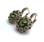 Mariana Earrings Grass Green & Pacific Opal Austrian Crystal Angelica East Meets West Coll.