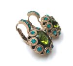 Mariana Earrings Grass Green & Pacific Opal Austrian Crystal Angelica East Meets West Coll. - Image 2