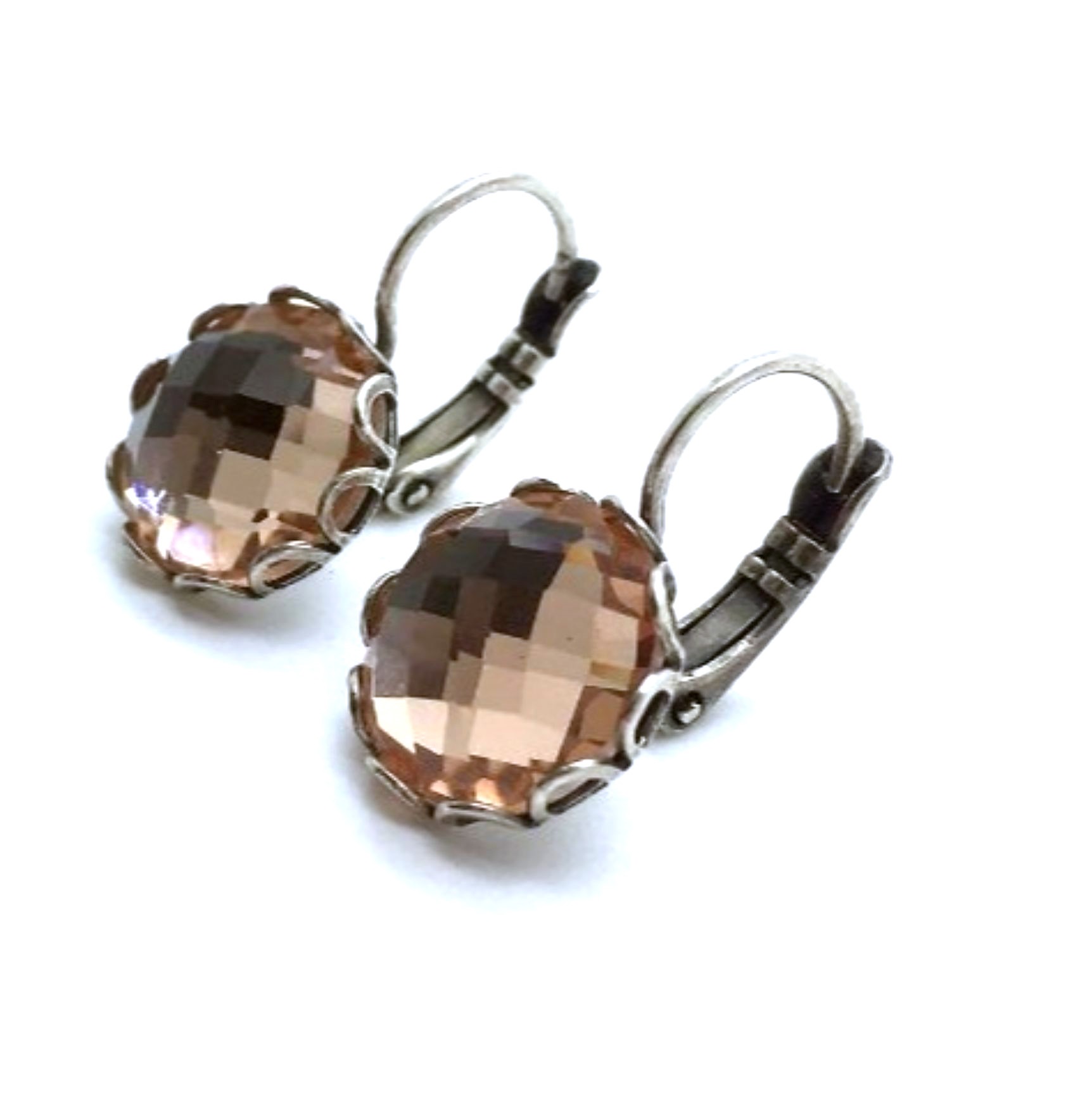 E-1401-9-362-SP (2) Mariana Earrings 2019 Special Edition Coll. Round Shape Light Peach Austrian Crystal - Image 1