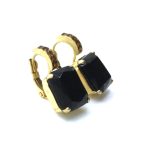 Earrings By Mariana Woman Black and Topaz Rectangle Shape Swarovski Crystal - Image 3