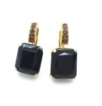 Earrings By Mariana Woman Black and Topaz Rectangle Shape Swarovski Crystal