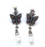 Mariana Earrings Silver Plated Buterfly & Beautiful Clear Crystal Swarovski - Image 3