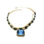 Mariana Pendant Necklace Pearls & Blue Swarovski Crystal Rectangle My Treasures Coll. - Image 2