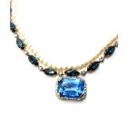 Mariana Pendant Necklace Pearls & Blue Swarovski Crystal Rectangle My Treasures Coll. - Image 3