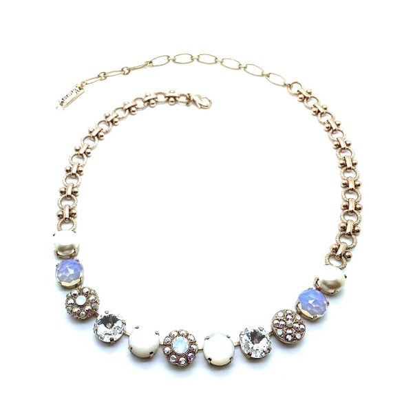 Mariana Necklace Simulated Pearl & White Clear Swarovski Crystal SeaShell Nature Coll.