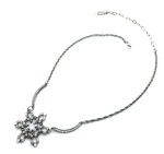 Necklace Pendant By Mariana Woman Fancy White and Clear Flower Swarovski Crystals