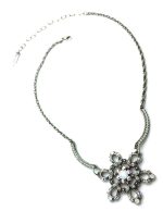 Necklace Pendant By Mariana Woman Fancy White and Clear Flower Swarovski Crystals - Image 3