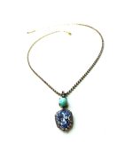 Mariana Necklace Pendant Turquoise & Purple Pair Shape Austrian Crystals Caribbean Life Coll.