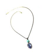 Mariana Necklace Pendant Turquoise & Purple Pair Shape Austrian Crystals Caribbean Life Coll. - Image 2
