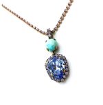 Mariana Necklace Pendant Turquoise & Purple Pair Shape Austrian Crystals Caribbean Life Coll. - Image 3