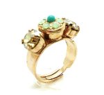 Ring By Mariana Woman Beautiful Flower Shape Mint and Light Green Swarovski crystals