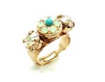 Ring By Mariana Woman Beautiful Flower Shape Mint and Light Green Swarovski crystals - Image 2