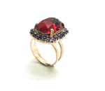 Ring By Mariana Woman Beautiful Rectangle Shape Burgundy Swarovski Crystals
