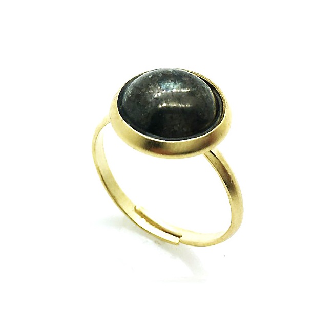 R-7110 M37 (3) Mariana Ring Beautiful circle Shape Pyrite Stone - Image 1