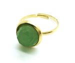 Mariana Yellow Jasper Beautiful Circle Shape Apple Quartz Stone Ring - Image 2