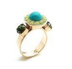 Ring By Mariana My Treasures Coll. Beautiful Turquoise Stone & Yellow Swarovski Crystals