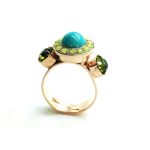 Ring By Mariana My Treasures Coll. Beautiful Turquoise Stone & Yellow Swarovski Crystals - Image 2