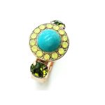 Ring By Mariana My Treasures Coll. Beautiful Turquoise Stone & Yellow Swarovski Crystals - Image 3