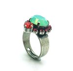 Mariana Ring Adventurin Pink Beautiful Circle Shape Mint Crystal Swarovski