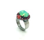 Mariana Ring Adventurin Pink Beautiful Circle Shape Mint Crystal Swarovski - Image 3