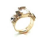 Mariana Ring Beautiful Rectungle Quartz Mineral & Clear Swarovski Crystal - Image 3