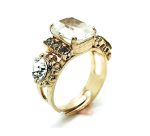 Mariana Ring Beautiful Rectungle Quartz Mineral & Clear Swarovski Crystal