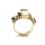 Mariana Ring Beautiful Rectungle Quartz Mineral & Clear Swarovski Crystal - Image 2