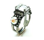 Ring By Mariana My Treasures Coll. Beautiful Rectangle Shape Pearl & Clear Swarovski Crystals
