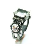 Ring By Mariana My Treasures Coll. Beautiful Rectangle Shape Pearl & Clear Swarovski Crystals - Image 2