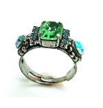 Mariana Ring Beautiful Rectungle Shape Peridot Swarovski Crystal