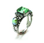 Mariana Ring Beautiful Rectungle Shape Peridot Swarovski Crystal - Image 2