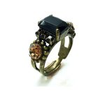 Mariana Ring Beautiful Rectungle Shape Black & Brown Crystal Swarovski