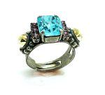 Mariana Ring Yellow & Light Blue Beautiful Rectungle Swarovski Crystal