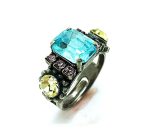 Mariana Ring Yellow & Light Blue Beautiful Rectungle Swarovski Crystal - Image 2