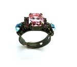 Mariana Ring Pearl Beautiful Rectungle Shape Pink& Light Blue Crystal Swarovski - Image 3