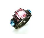 Mariana Ring Pearl Beautiful Rectungle Shape Pink& Light Blue Crystal Swarovski - Image 2